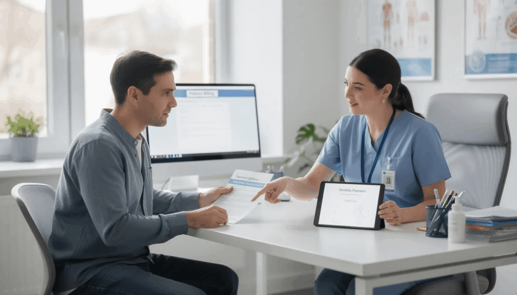 Ai rendering of a man reviewing surgery cost