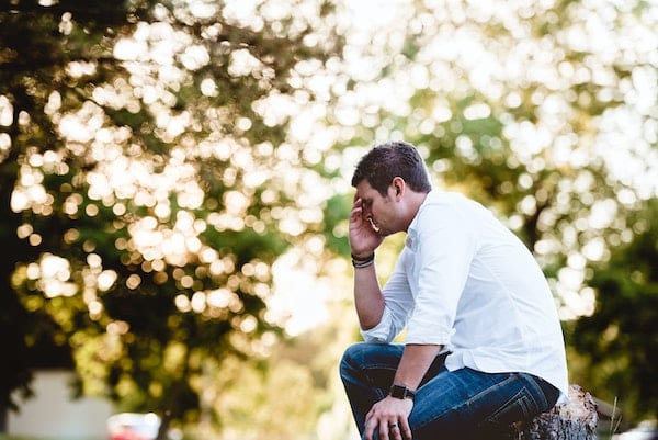 worried man sat down