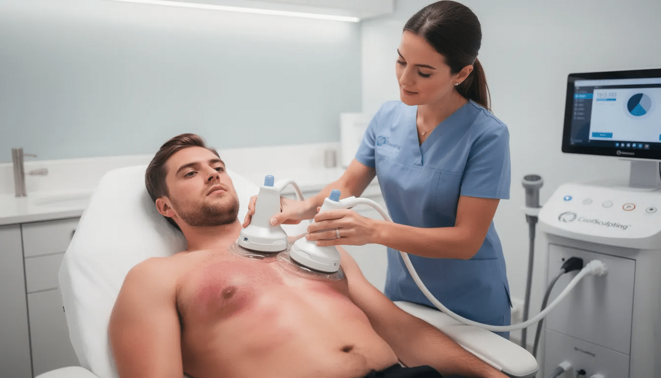 Man post coolsculpting procedure